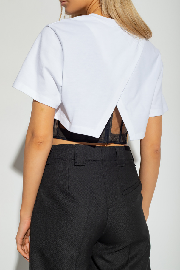 Tシャツ・カットソー alexander mcqueen Off-shoulder cropped top 23AW NEW】Alexander mcqueen / オフショルダー ニットトップ
